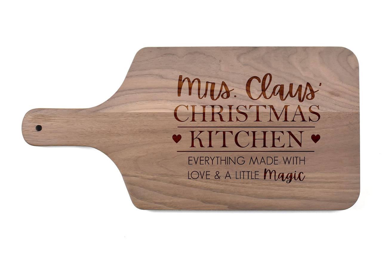 17 Mrs. Claus' Christmas Kitchen Walnut Paddle Cutting Board